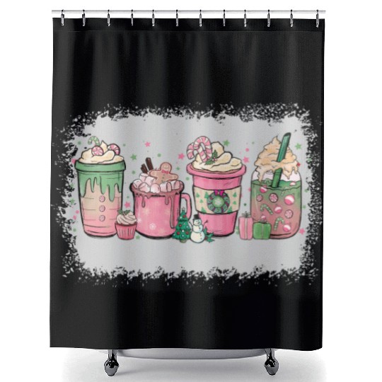 Hot Chocolate Cup Peppermint Mocha Shower Curtains