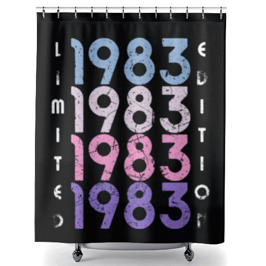 40 Years Vintage 1983 Retro 40th Birthday Shower Curtains