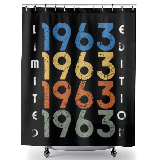 60 Years Vintage 1963 Retro 60th Birthday Shower Curtains