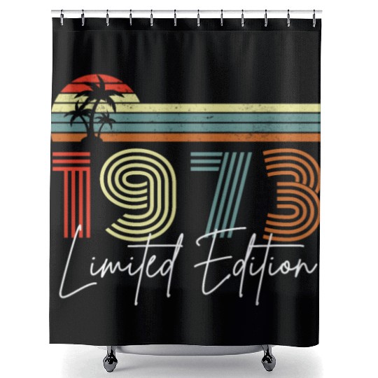 50 Years Vintage 1973 Retro 50th Birthday Shower Curtains