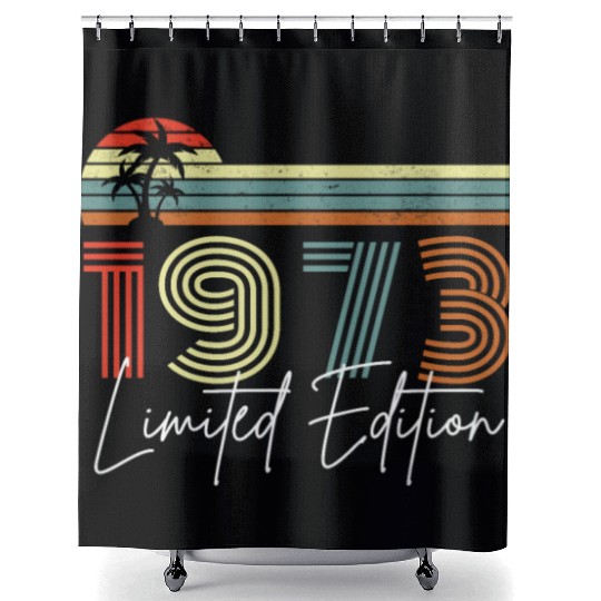 50 Years Vintage 1973 Retro 50th Birthday Shower Curtains