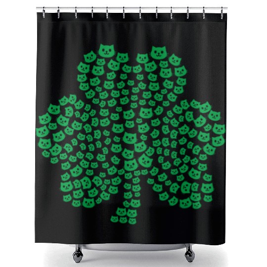 Womens cats Icon white Shamrock St. Patrick's Day Shower Curtains