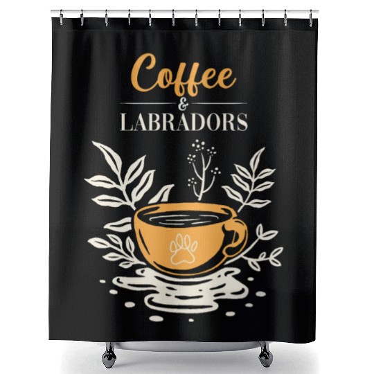 Labrador Retriever Coffee And Labradors Shower Curtains