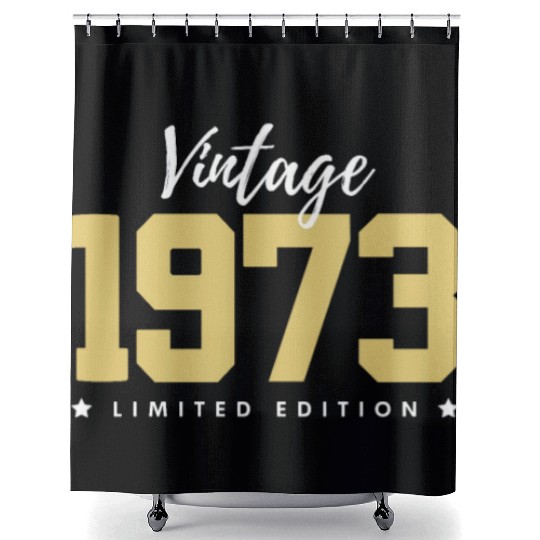 50 Years Vintage 1973 Retro 50th Birthday Shower Curtains