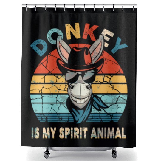Donkey Is My Spirit Animal Donkey Lover Retro Vint Shower Curtains