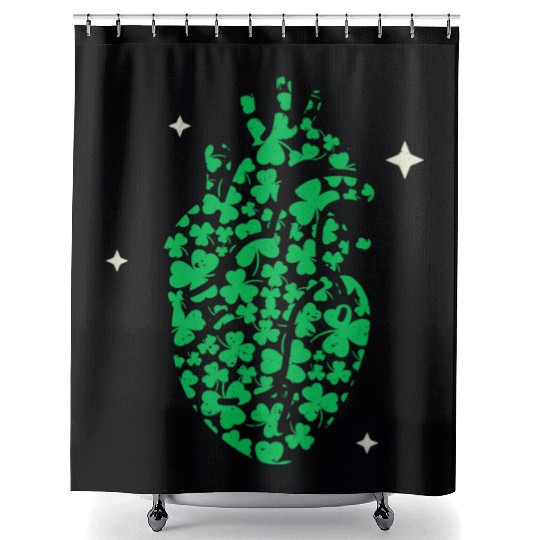 Shamrock Heart Cardiac Nurse St Patricks Day Shower Curtains