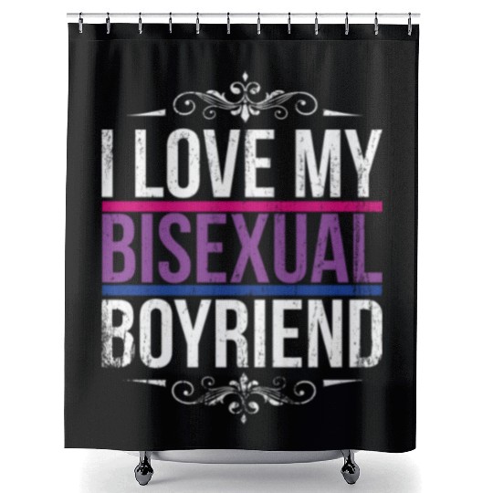I Love My Bisexual Boyfriend Bi Pride Shower Curtains