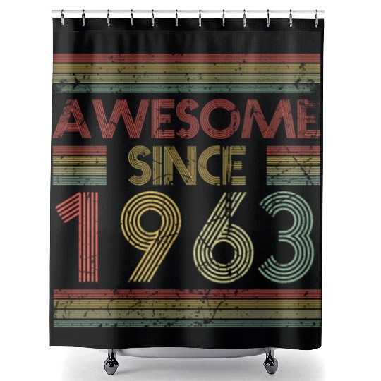 60 Years Vintage 1963 Retro 60th Birthday Shower Curtains