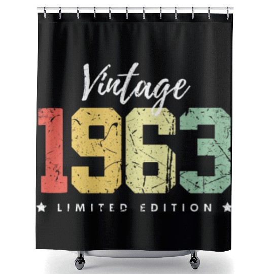 60 Years Vintage 1963 Retro 60th Birthday Shower Curtains