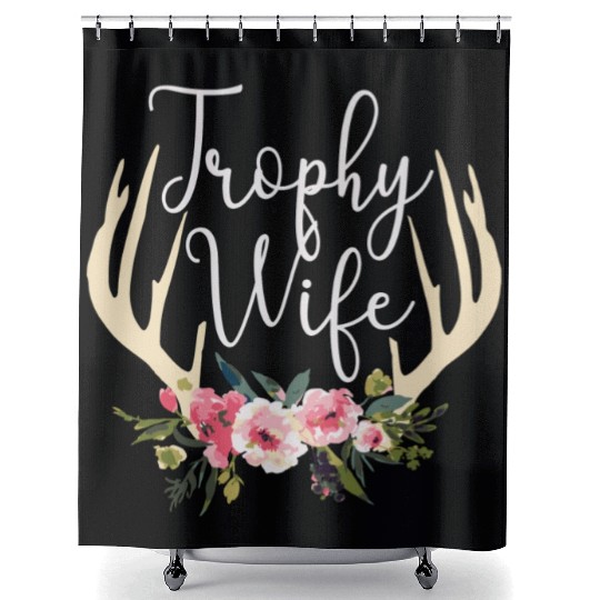 Trophy Wife Cute Deer Antlers Flowers Hunters Wife Shower Curtains
