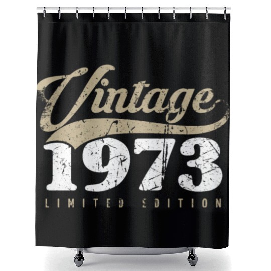 50 Years Vintage 1973 Retro 50th Birthday Shower Curtains