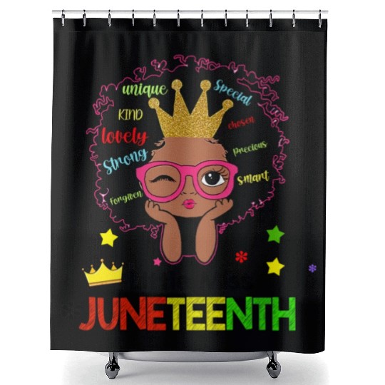 Afro Lady Woman, Juneteenth Day Shower Curtains