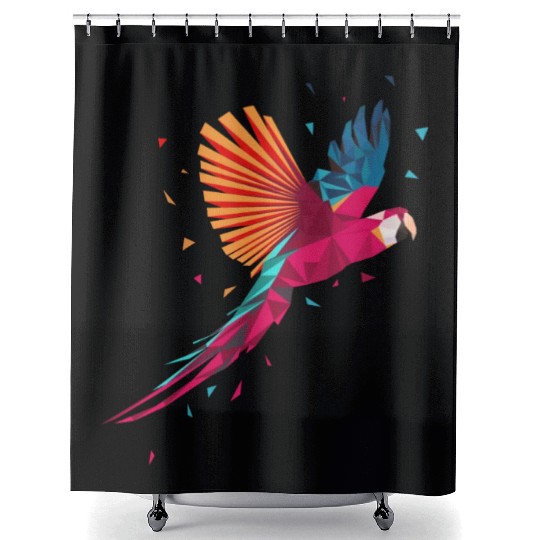 Macaw Parrot Geometric Bird Parakeet Ornitholog Gi Shower Curtains