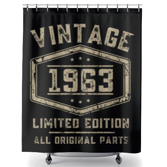 60 Years Vintage 1963 Retro 60th Birthday Shower Curtains