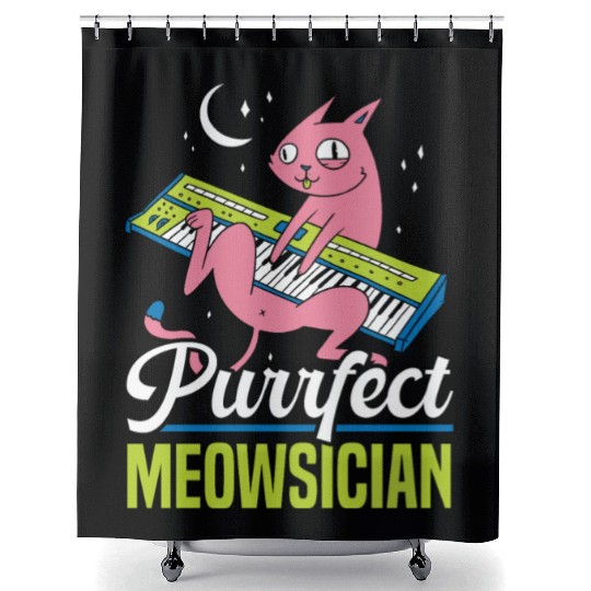 Purrfect Pianist Piano Cat Musician Musical Music Shower Curtains