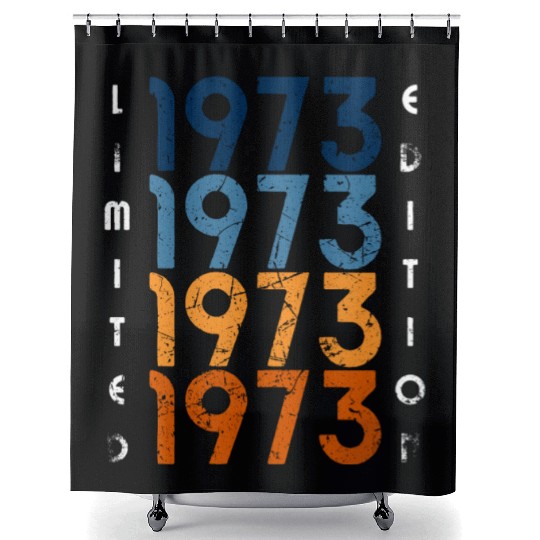50 Years Vintage 1973 Retro 50th Birthday Shower Curtains