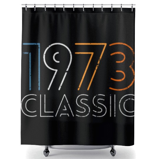 50 Years Vintage 1973 Retro 50th Birthday Shower Curtains