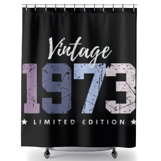 50 Years Vintage 1973 Retro 50th Birthday Shower Curtains