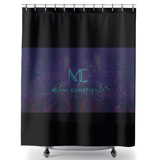 Miami Conspiracy Green Party background Shower Curtains