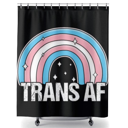 Trans AF Transsexual Transgender Pride Flag Rainbo Shower Curtains