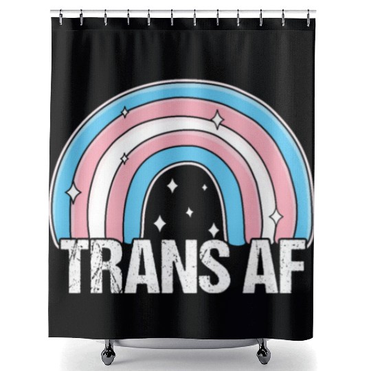 Trans AF Transsexual Transgender Pride Flag Rainbo Shower Curtains