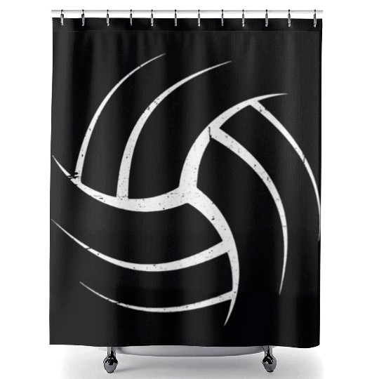 Cute White Graphic Art Volleyball Unique Shower Curtains