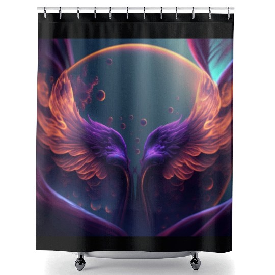Flaming phoenix wings Shower Curtains