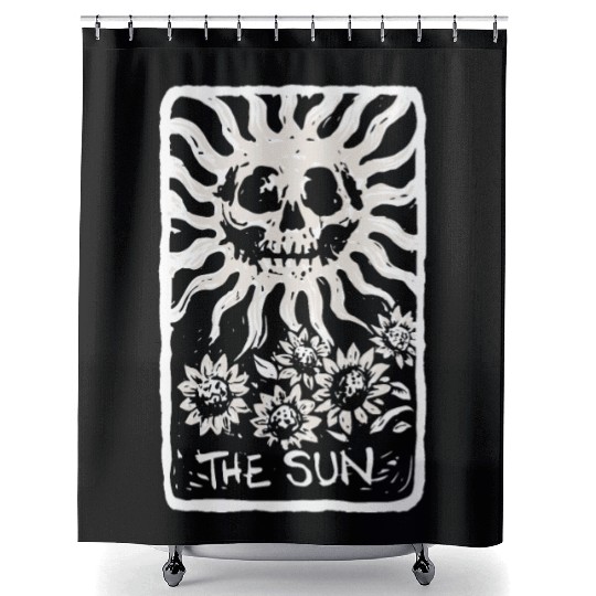 The Sun Skeleton Skull Tarot Card Shower Curtains