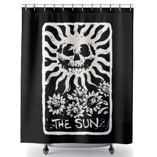 The Sun Skeleton Skull Tarot Card Shower Curtains