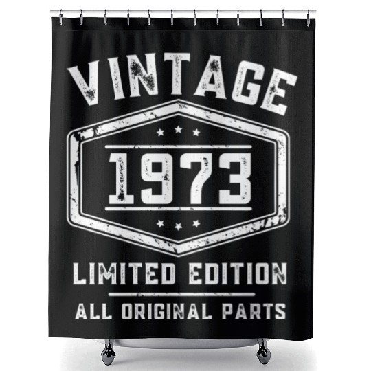 50 Years Vintage 1973 Retro 50th Birthday Shower Curtains