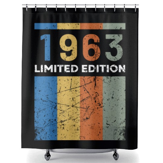 60 Years Vintage 1963 Retro 60th Birthday Shower Curtains