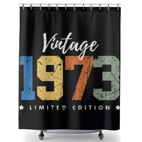 50 Years Vintage 1973 Retro 50th Birthday Shower Curtains