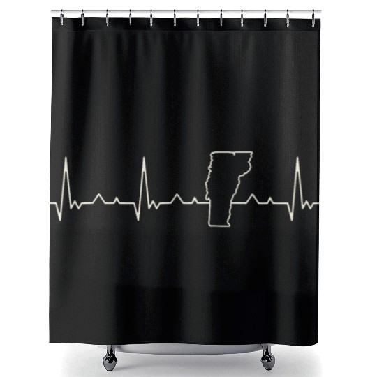Vermont State USA. Heart. Love. EKG. Pulse. Beat. Shower Curtains