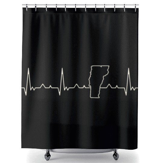 Vermont State USA. Heart. Love. EKG. Pulse. Beat. Shower Curtains