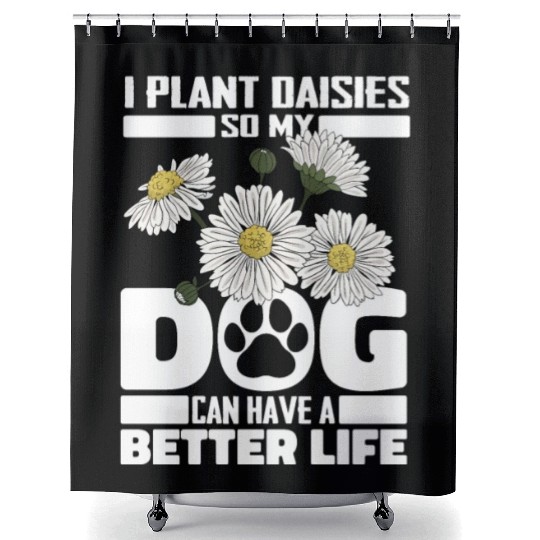 Daisy Gardening Dog Shower Curtains