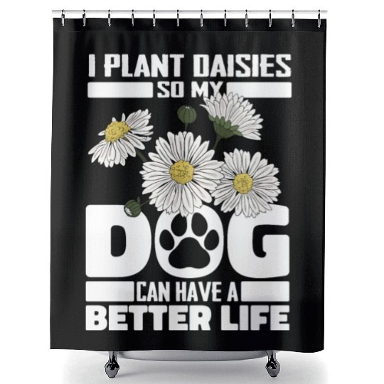 Daisy Gardening Dog Shower Curtains