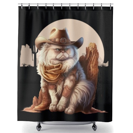 Cat Cowboy Hat meow Cowboy Cat Meme Shower Curtains