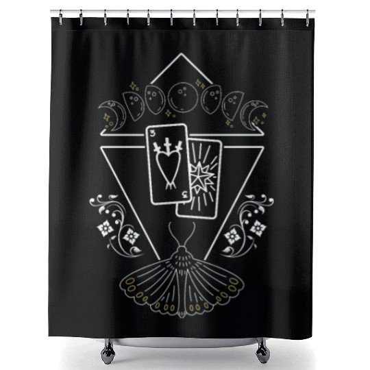 Occult Witchcraft Moth Tarot Cards Witch Gothic As Shower Curtains