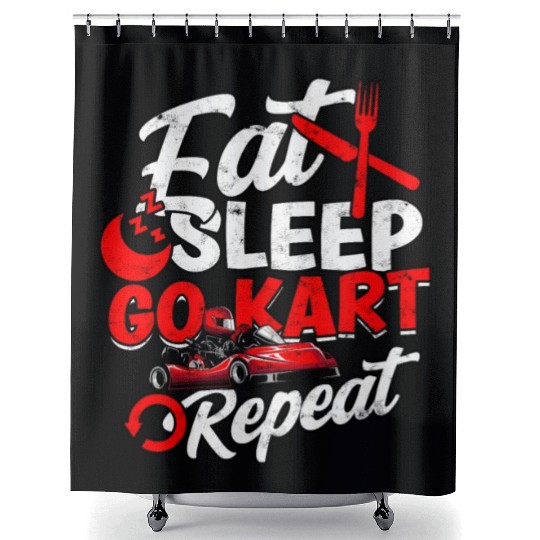Go Kart Racer Pit Crew Car Racing Karting Shower Curtains