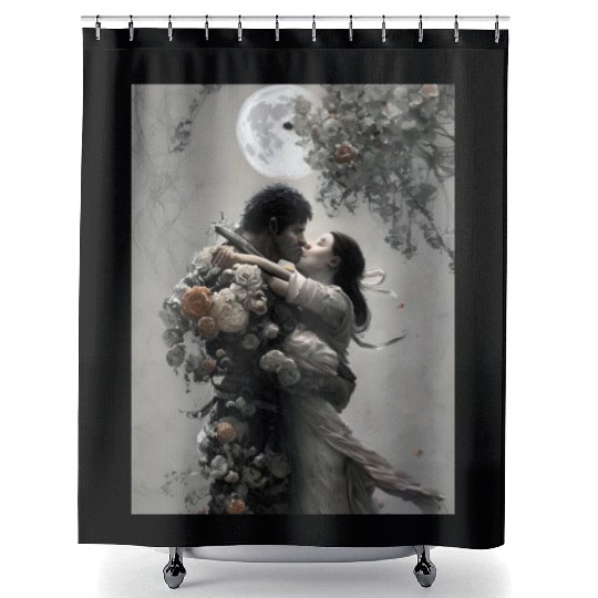 elves love fantastic design flowers and full moon Shower Curtains