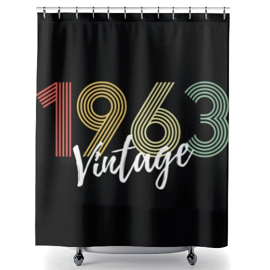 60 Years Vintage 1963 Retro 60th Birthday Shower Curtains