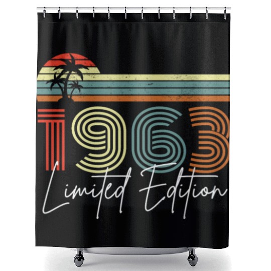 60 Years Vintage 1963 Retro 60th Birthday Shower Curtains