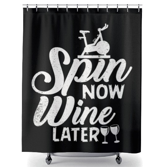 Spin Now Wine Later Shower Curtains