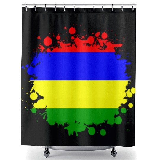Mauritius blob flag design Shower Curtains