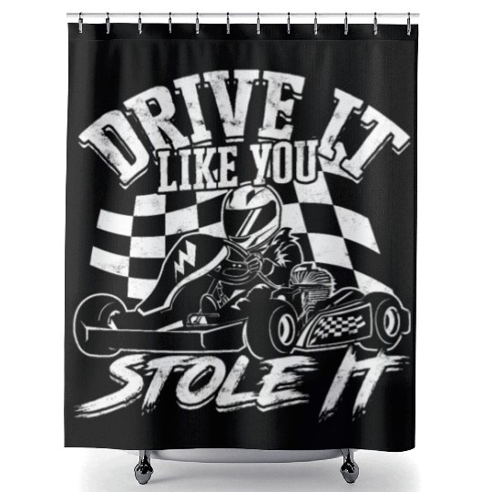 Go Kart Racer Pit Crew Car Racing Karting Shower Curtains