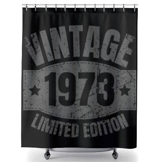 50 Years Vintage 1973 Retro 50th Birthday Shower Curtains