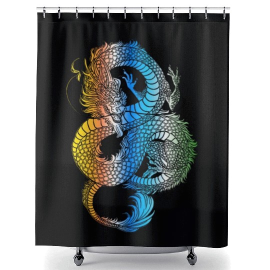 Japanese Dragon Vintage Demon Retro 102 Shower Curtains