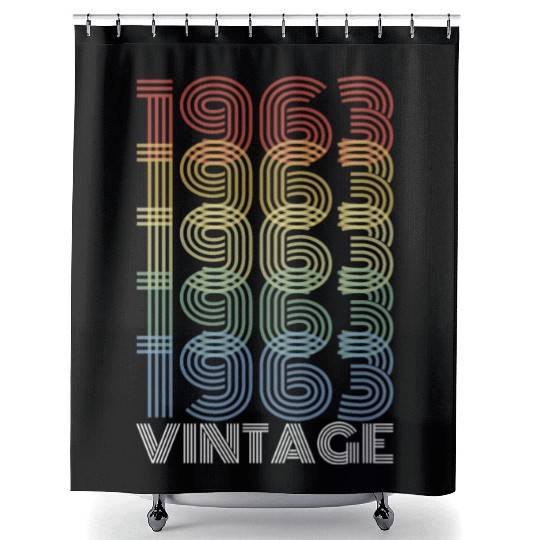 60 Years Vintage 1963 Retro 60th Birthday Shower Curtains