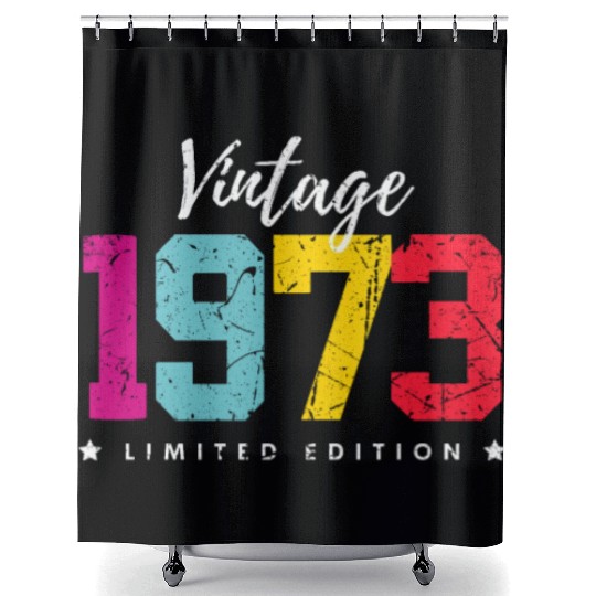 50 Years Vintage 1973 Retro 50th Birthday Shower Curtains