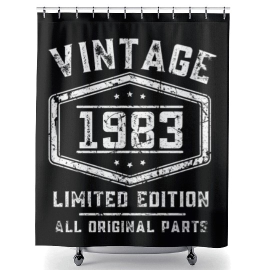 40 Years Vintage 1983 Retro 40th Birthday Shower Curtains